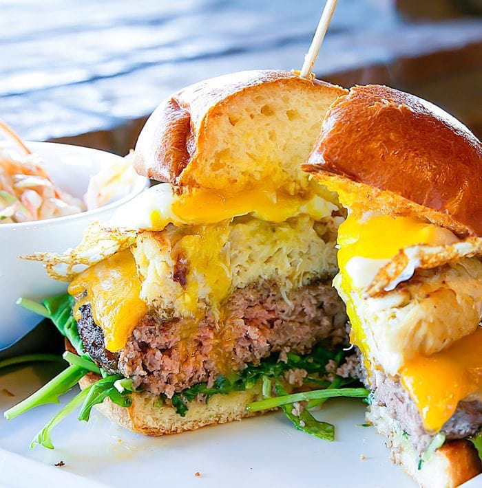 close-up photo of chef's burger