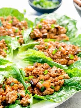 photo of a plate of chicken lettuce wraps
