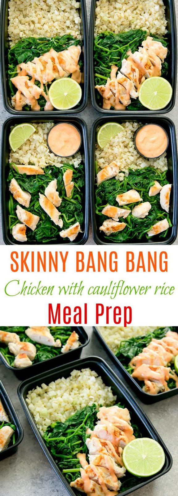 Skinny Bang Bang Chicken with Cauliflower Rice Meal Prep