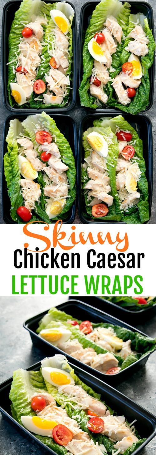 Skinny Chicken Caesar Lettuce Wraps Meal Prep - Kirbie's Cravings