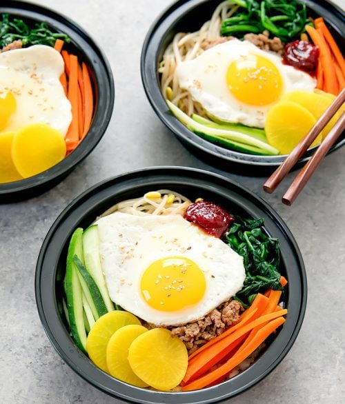 Korean Bibimbap Cauliflower Rice Bowls Meal Prep - Kirbie's Cravings