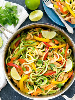 overehead photo of fajita zucchini noodles