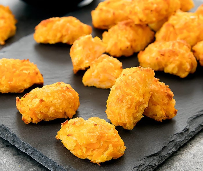 close-up of butternut squash tots ready to serve