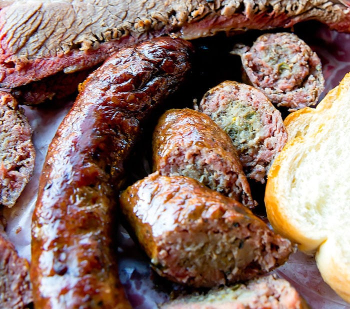 close-up photo of sausage at Snow's BBQ