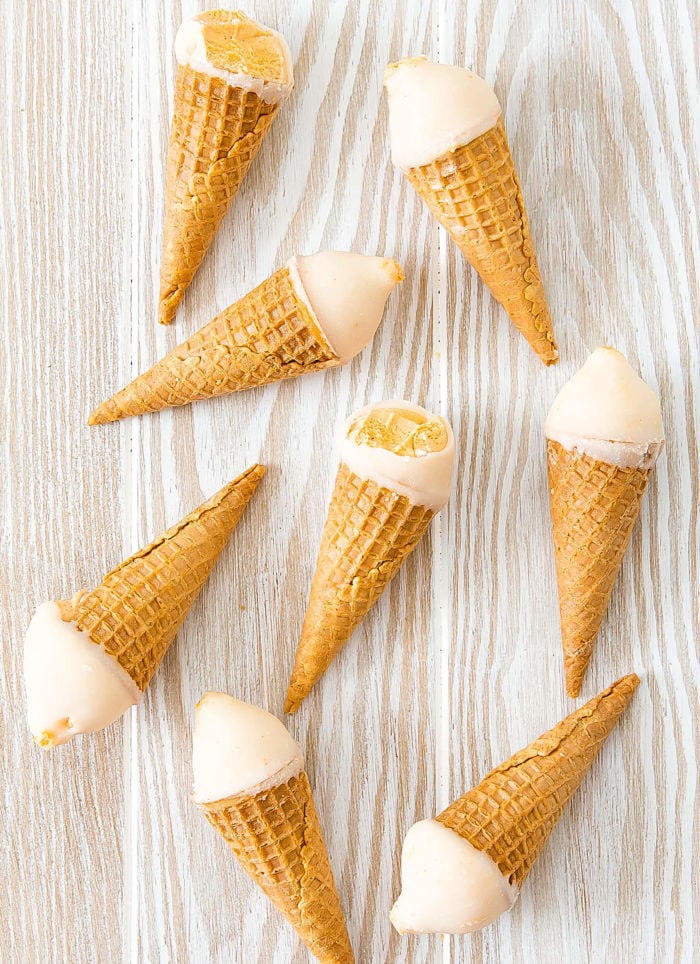 overhead photo of ice cream cones