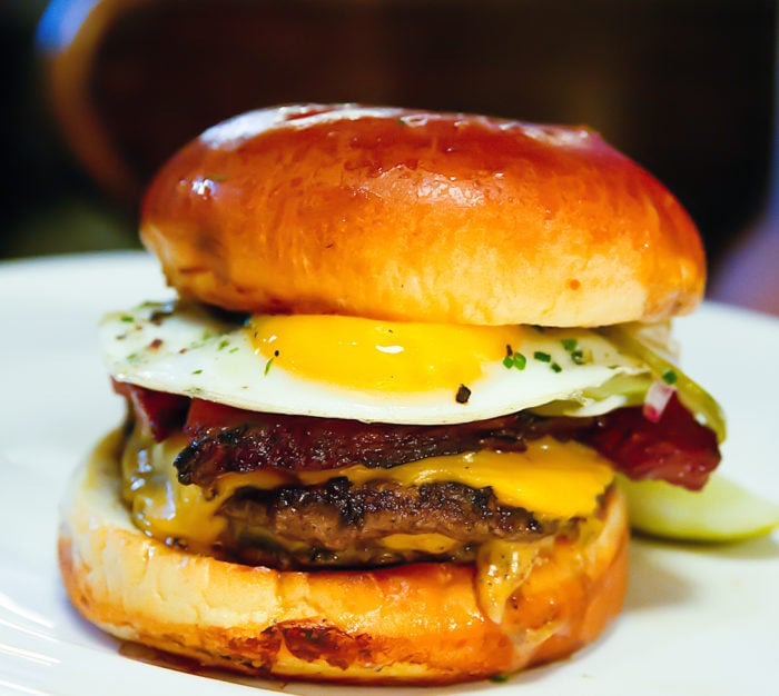 photo of Single Cheeseburger with Egg and Bacon