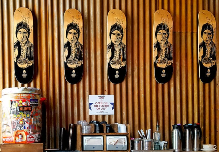photo of the wall art inside Sawada Coffee