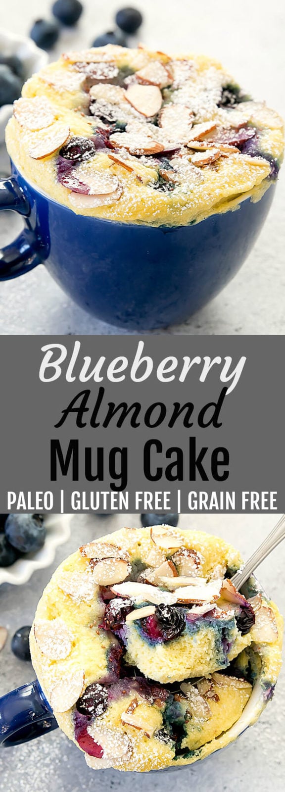 Blueberry Almond Mug Cake (Paleo, Gluten Free)