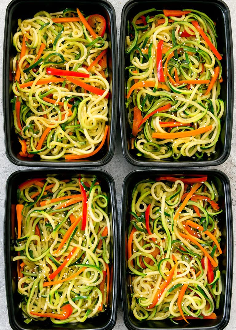 Zucchini Noodles Chow Mein Meal Prep - Kirbie's Cravings