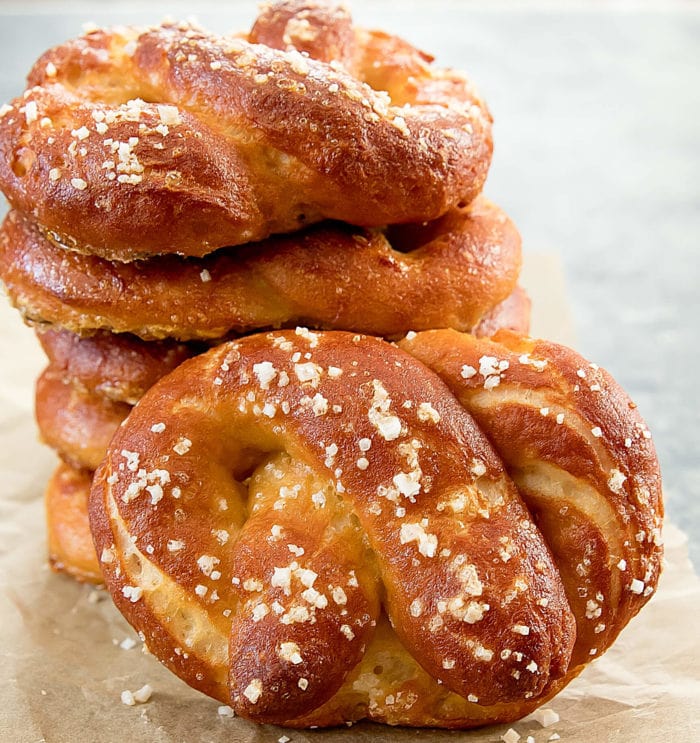 stack of soft pretzels