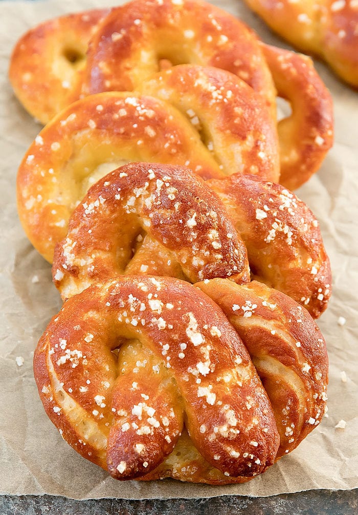 close-up photo of no-yeast pretzels