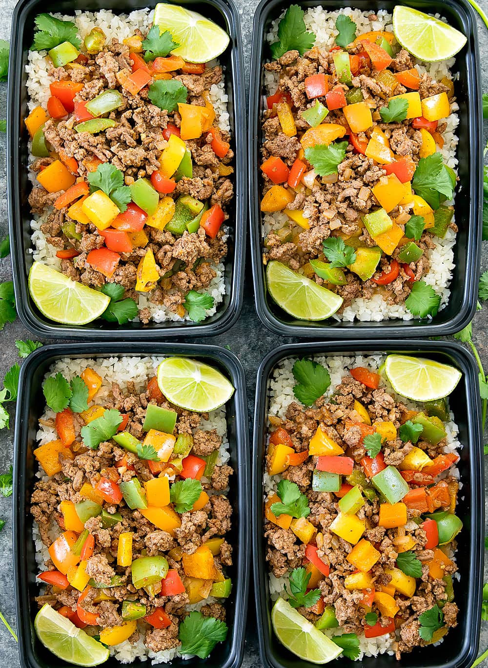 Fajita Bowls With Cauliflower Rice Meal Prep Kirbie s Cravings