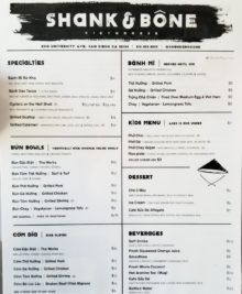 photo of the first part of the menu