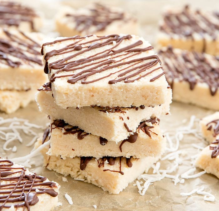 a stack of coconut bars