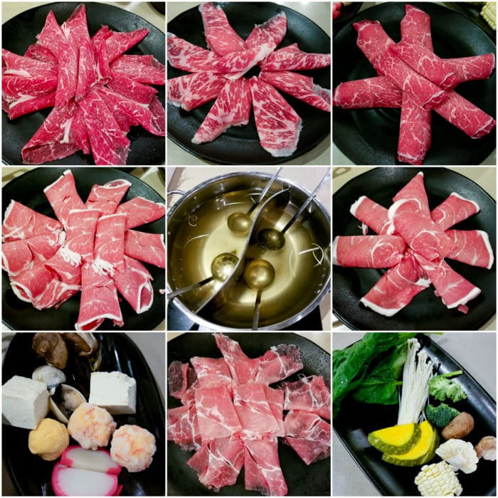 photo collage of hot pot meats