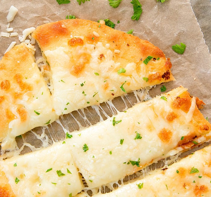 close-up picture of keto breadsticks
