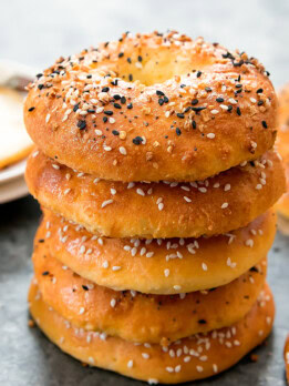 photo of stacked low carb keto bagels
