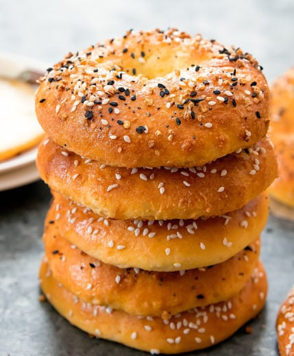 photo of stacked low carb keto bagels