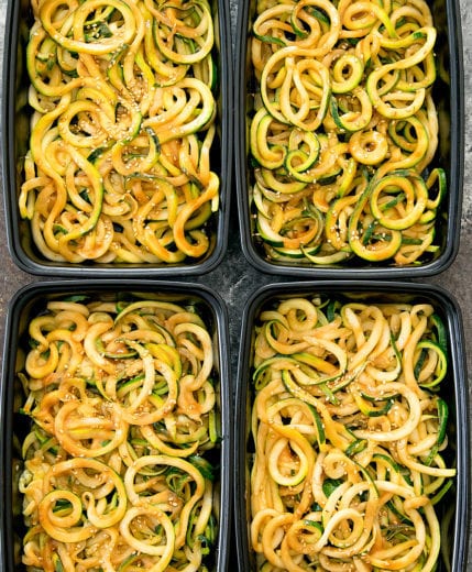 overhead photo of sesame zucchini noodles