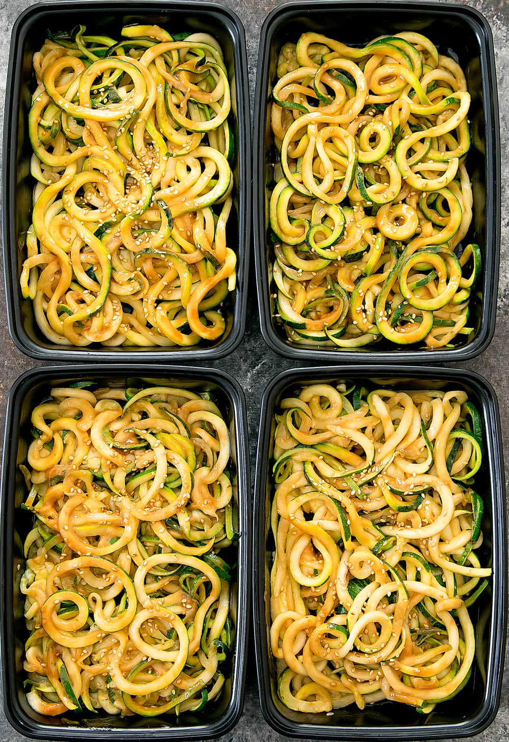 overhead photo of sesame zucchini noodles