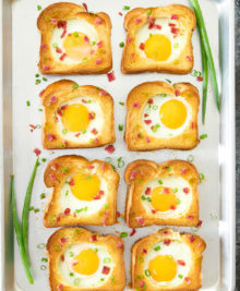 overhead sheet pan picture of egg in a hole