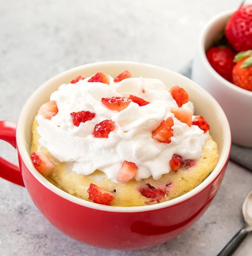 Strawberries and Cream Mug Cake (Paleo, Gluten Free) - Kirbie's Cravings