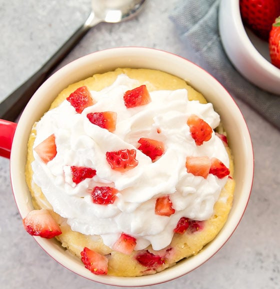 Strawberries and Cream Mug Cake (Paleo, Gluten Free) - Kirbie's Cravings