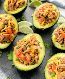Close-up of taco stuffed avocados