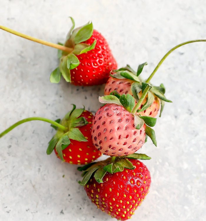 photo of strawberries and pineberries