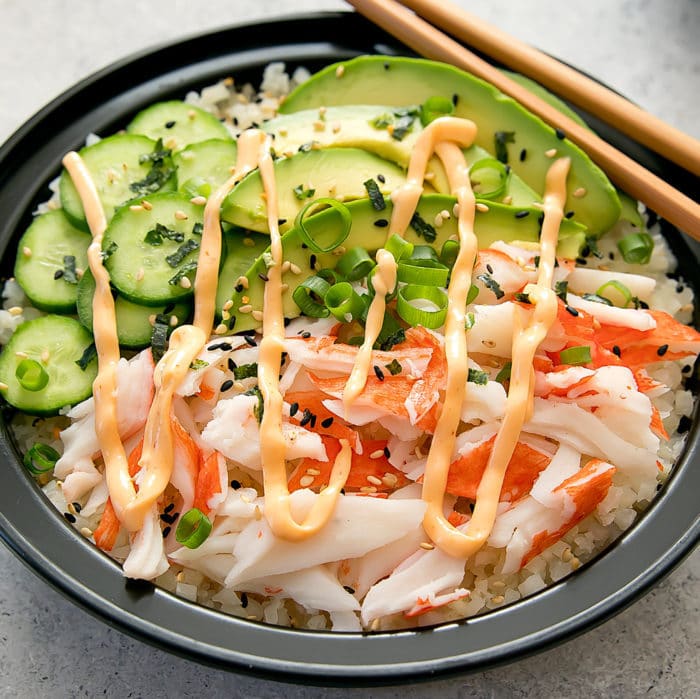 close-up photo of California Sushi Roll Bowl