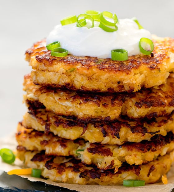 Cheesy Cauliflower Fritters (Keto, Low Carb) - Kirbie's Cravings