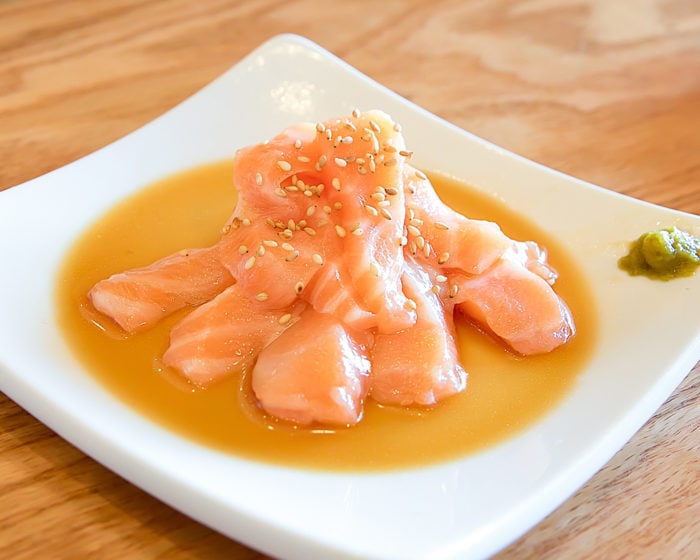 photo of a plate of Salmon Sashimi