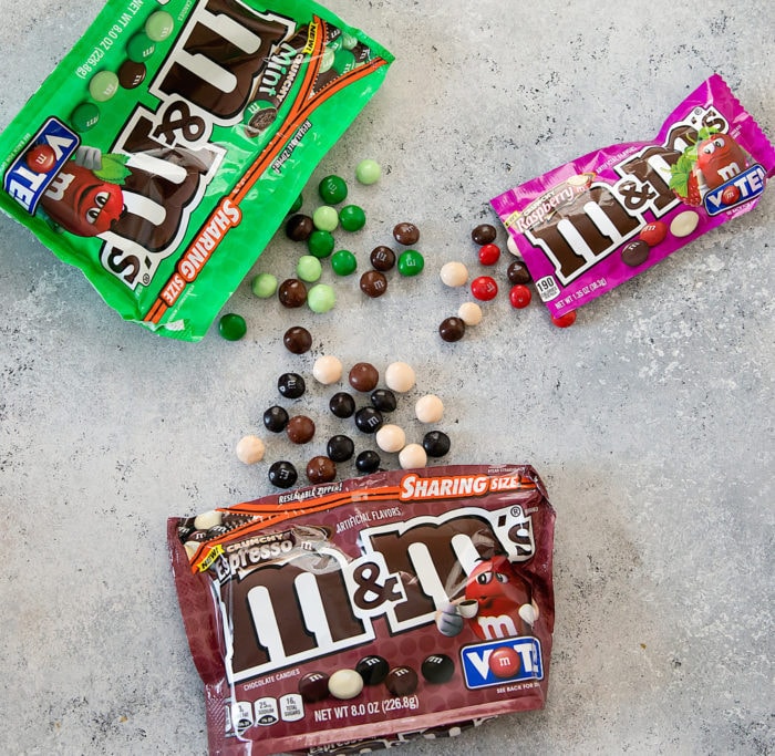 photo of three packages of m&ms