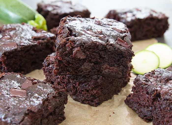 stack of two zucchini brownies