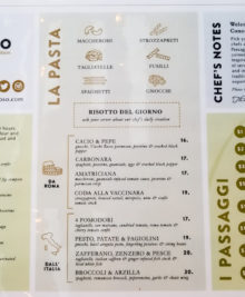 photo of the menu at Maestoso