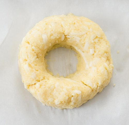 photo of the dough shaped into a bagel