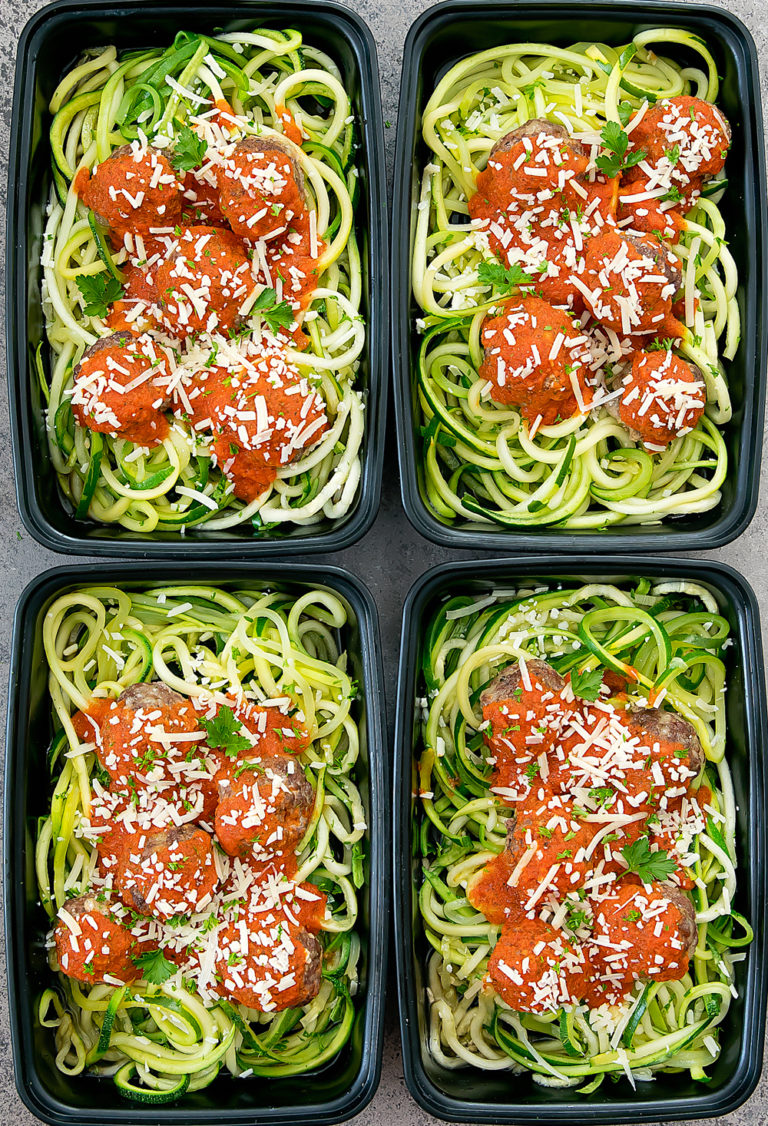 Zucchini Noodles with Meatballs Meal Prep (Keto, Low Carb) - Kirbie's ...