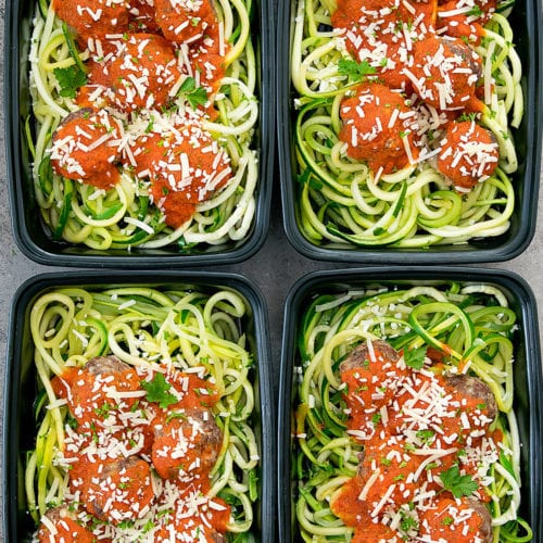 Zucchini Noodles With Meatballs Meal Prep Keto Low Carb Kirbie S Cravings