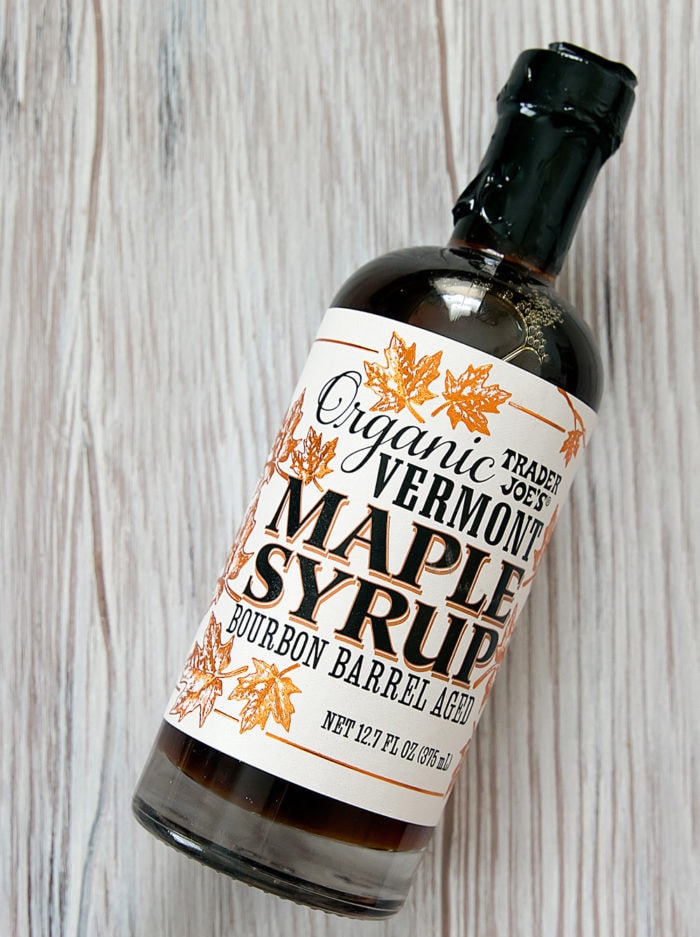 bottle of bourbon barrel aged maple syrup