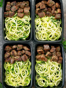 garlic butter steak with zucchini noodles