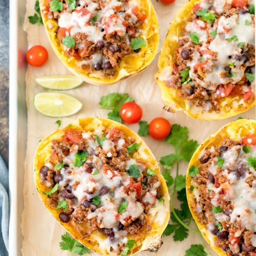 Taco Spaghetti Squash Boats - Kirbie's Cravings