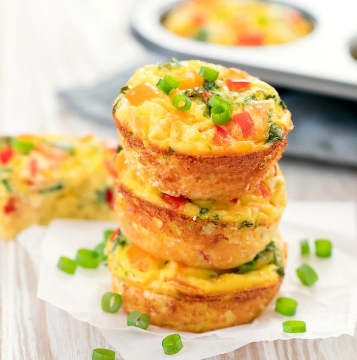 photo of a stack of three omelet muffins