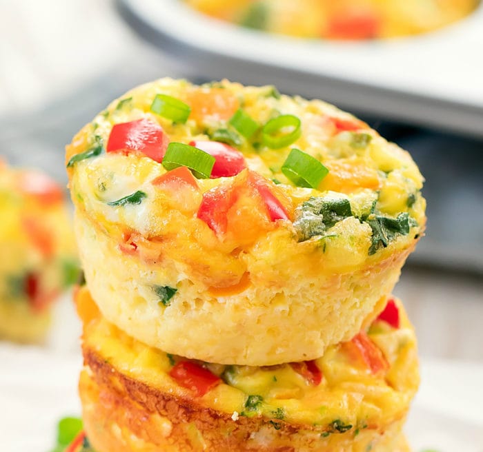 close-up photo of an omelet muffin