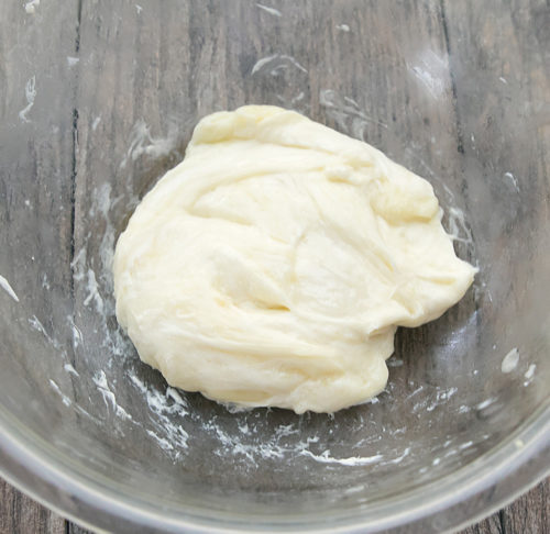 photo of the melted mozzarella and cream cheese in a bowl
