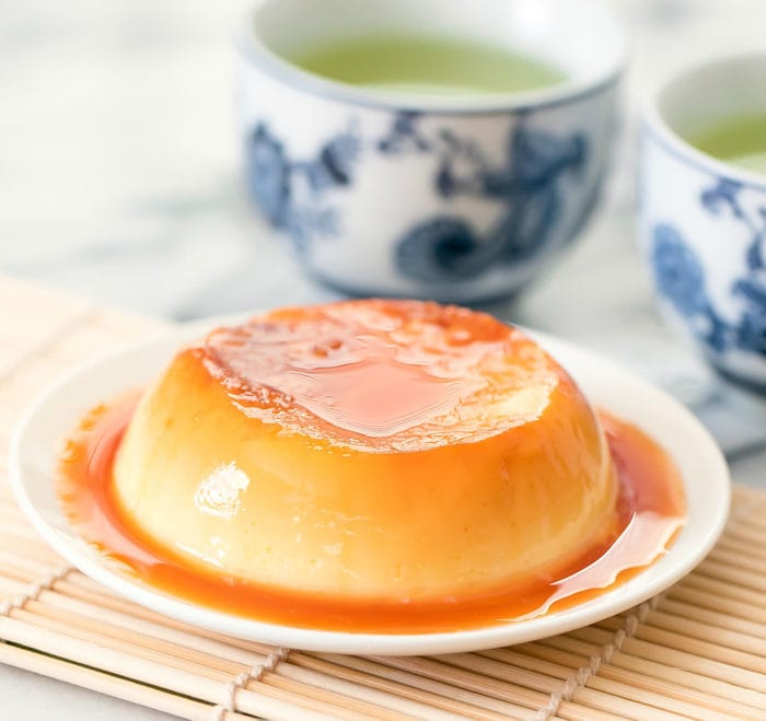 photo of a custard pudding on a plate