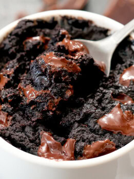 photo of a brownie mug cake