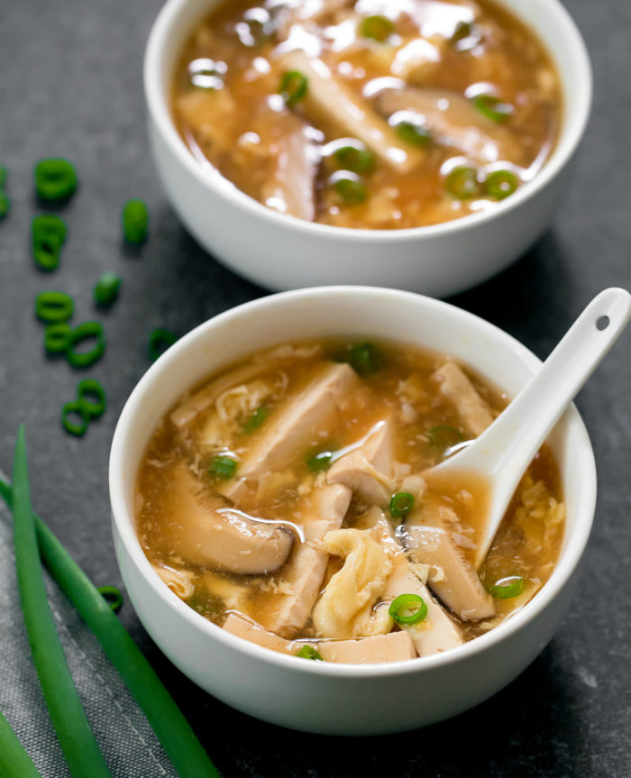 photo of two bowls of hot and sour soup