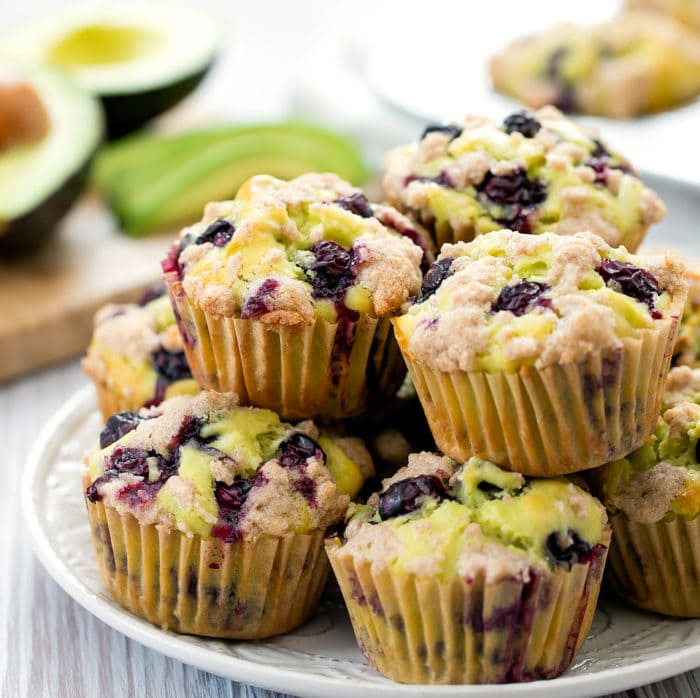 close-up photo of Avocado Blueberry Muffins