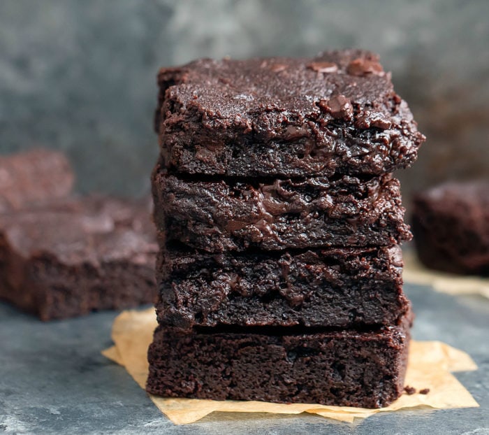 photo of a stack of keto brownies