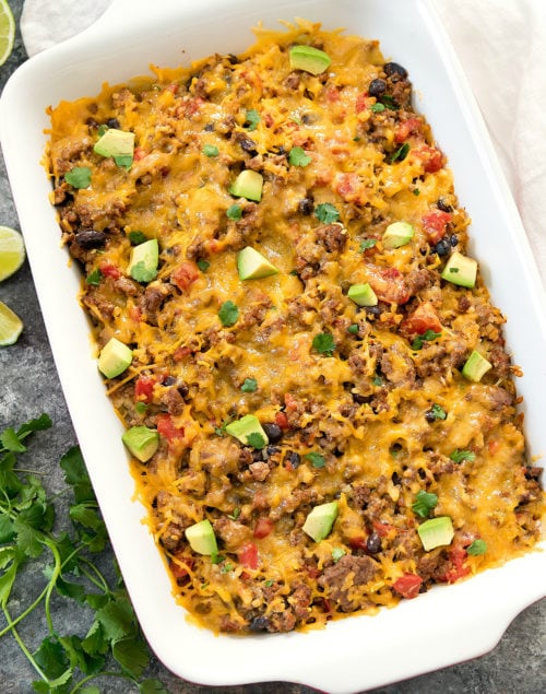 Taco Cauliflower Rice Casserole - Kirbie's Cravings
